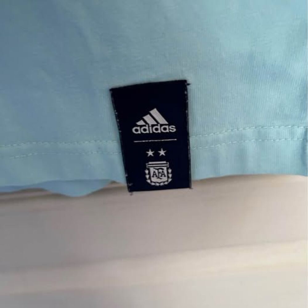 Adidas Graphic T-Shirt Mens Size Medium Light Blue Short Sleeve Chest Back Print - Picture 7 of 8